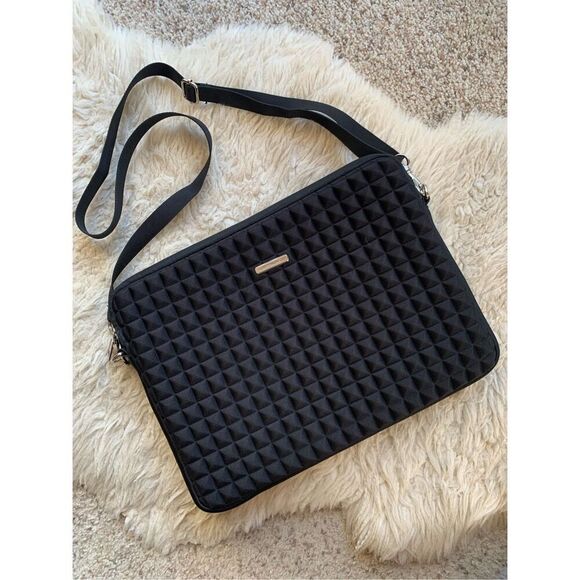 Rebecca Minkoff Regan Textured Neoprene Crossbody Messenger Laptop Bag in Black - Picture 4 of 10